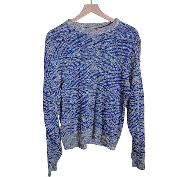 VNTG SWEATER GRAPHIX large knit 80s grandpa sweater M - Picture 1 of 4